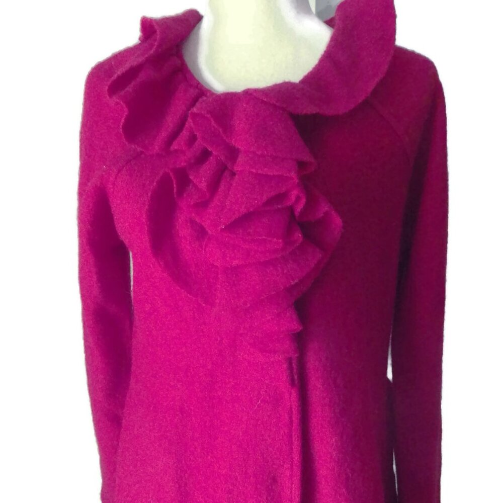 Boiled Wool Red Coat Dress/ Cynthia Rowley/ Size M
